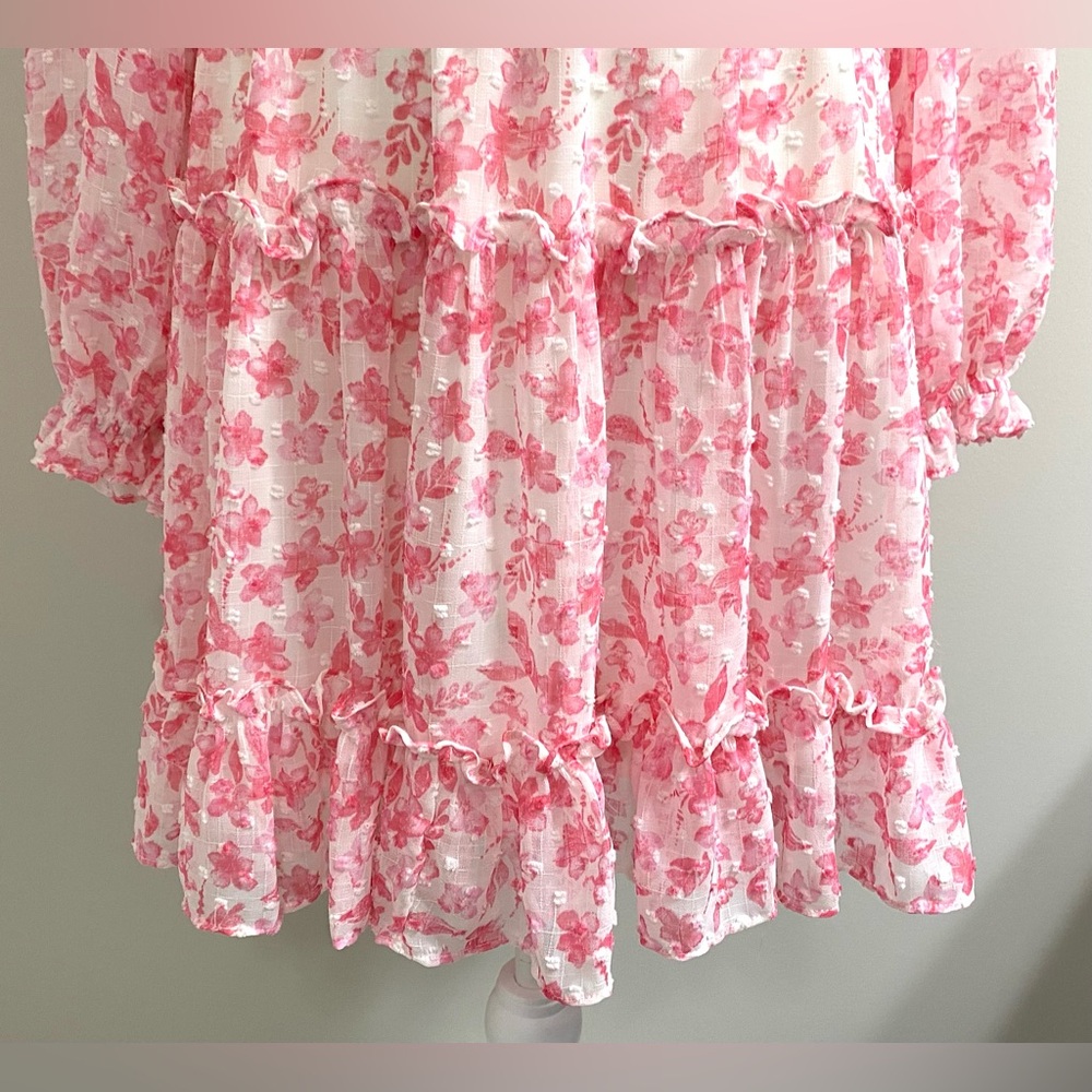Skies&Blue Womens M Pink White Floral Dress Cottagecore Preppy Feminine Fairy - Picture 4 of 16